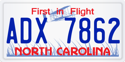NC license plate ADX7862
