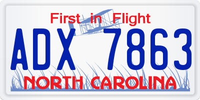 NC license plate ADX7863