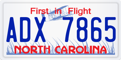 NC license plate ADX7865