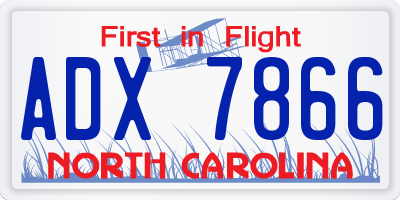 NC license plate ADX7866