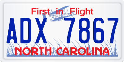 NC license plate ADX7867
