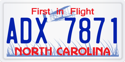 NC license plate ADX7871