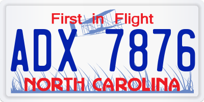 NC license plate ADX7876