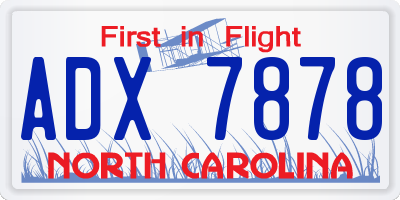 NC license plate ADX7878