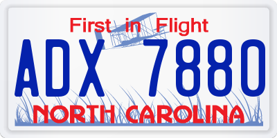 NC license plate ADX7880