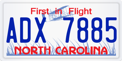 NC license plate ADX7885