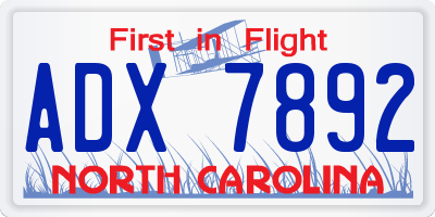 NC license plate ADX7892