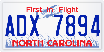 NC license plate ADX7894