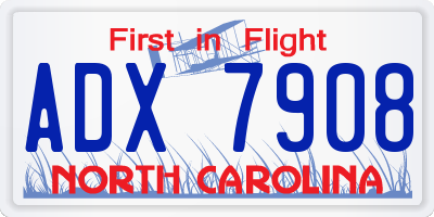 NC license plate ADX7908