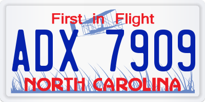 NC license plate ADX7909