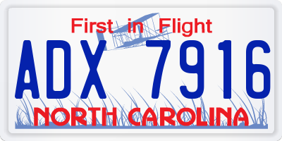 NC license plate ADX7916