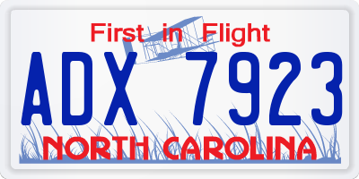 NC license plate ADX7923
