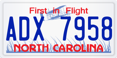 NC license plate ADX7958