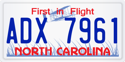 NC license plate ADX7961