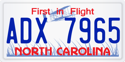 NC license plate ADX7965