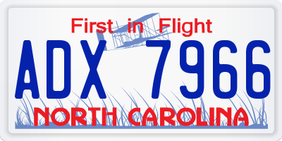 NC license plate ADX7966