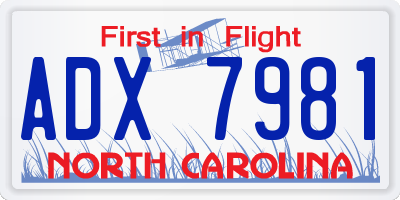 NC license plate ADX7981
