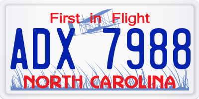 NC license plate ADX7988