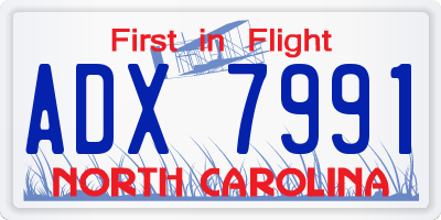 NC license plate ADX7991
