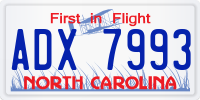 NC license plate ADX7993