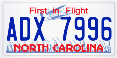 NC license plate ADX7996