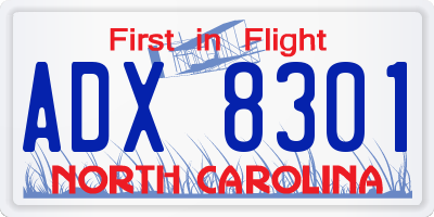 NC license plate ADX8301