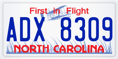NC license plate ADX8309