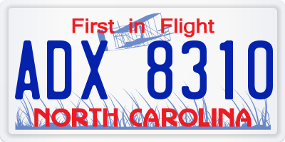NC license plate ADX8310