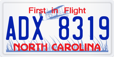 NC license plate ADX8319