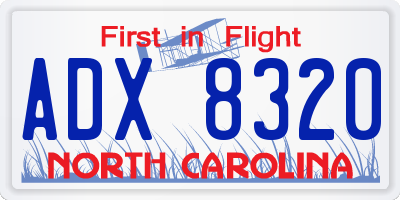 NC license plate ADX8320