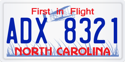 NC license plate ADX8321