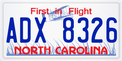 NC license plate ADX8326