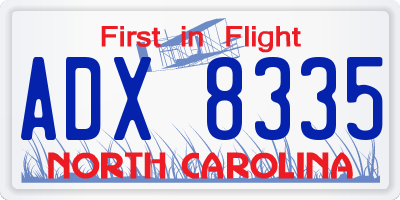 NC license plate ADX8335