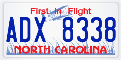 NC license plate ADX8338