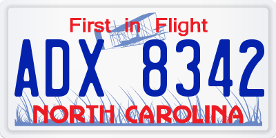 NC license plate ADX8342