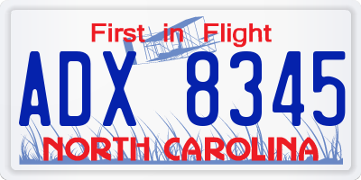 NC license plate ADX8345