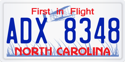 NC license plate ADX8348