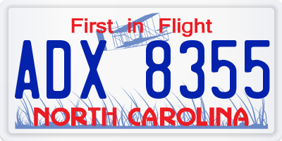NC license plate ADX8355