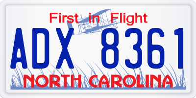 NC license plate ADX8361