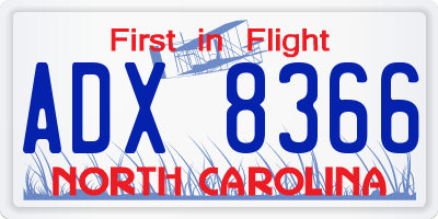 NC license plate ADX8366