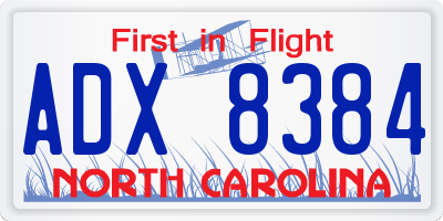 NC license plate ADX8384