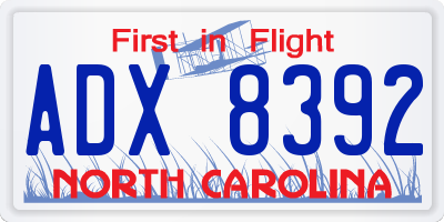 NC license plate ADX8392