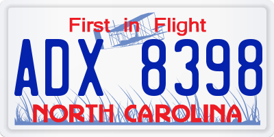 NC license plate ADX8398