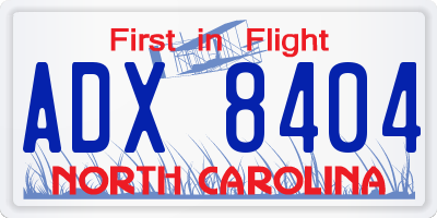 NC license plate ADX8404