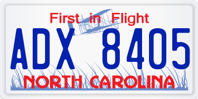 NC license plate ADX8405