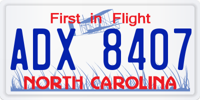 NC license plate ADX8407