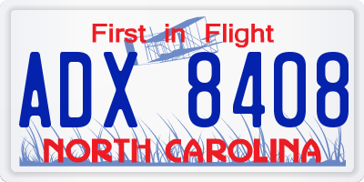 NC license plate ADX8408