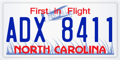 NC license plate ADX8411