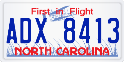 NC license plate ADX8413