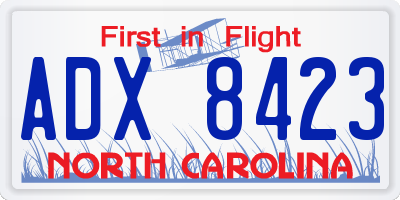 NC license plate ADX8423